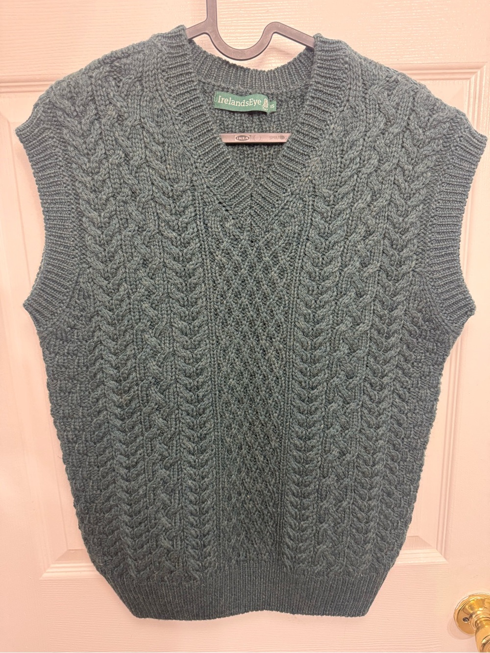 IrelandsEye Green Cable Knit Sweater Vest Size XS Coastal Grandpa Fisherman